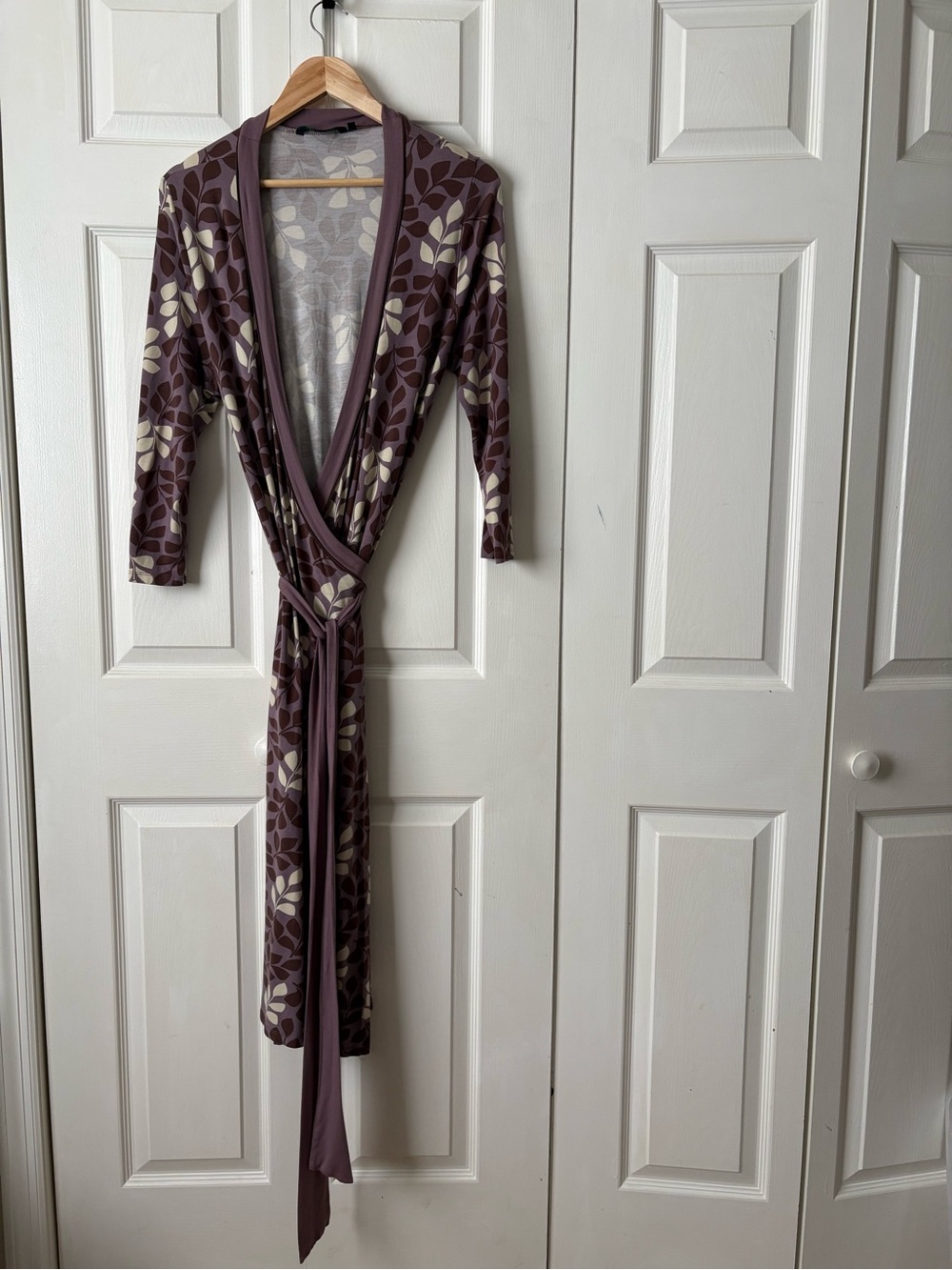 Boden Plum and Cream Floral Wrap Dress